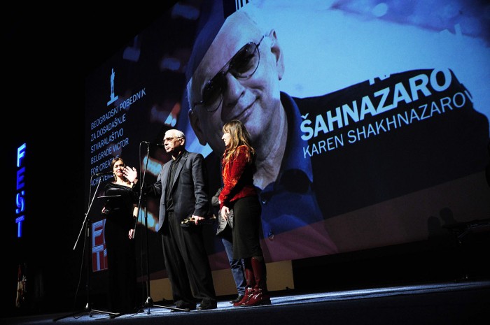 beograd 03.03.2018. nagrade na 46. fest-u BEOGRADSKI POBEDNIK za izuzetan doprinos filmskoj umetnosti: Neda Arnerić. BEOGRADSKI POBEDNIK za dosadašnje stvaralaštvo: Karen Šahnazarov. ...